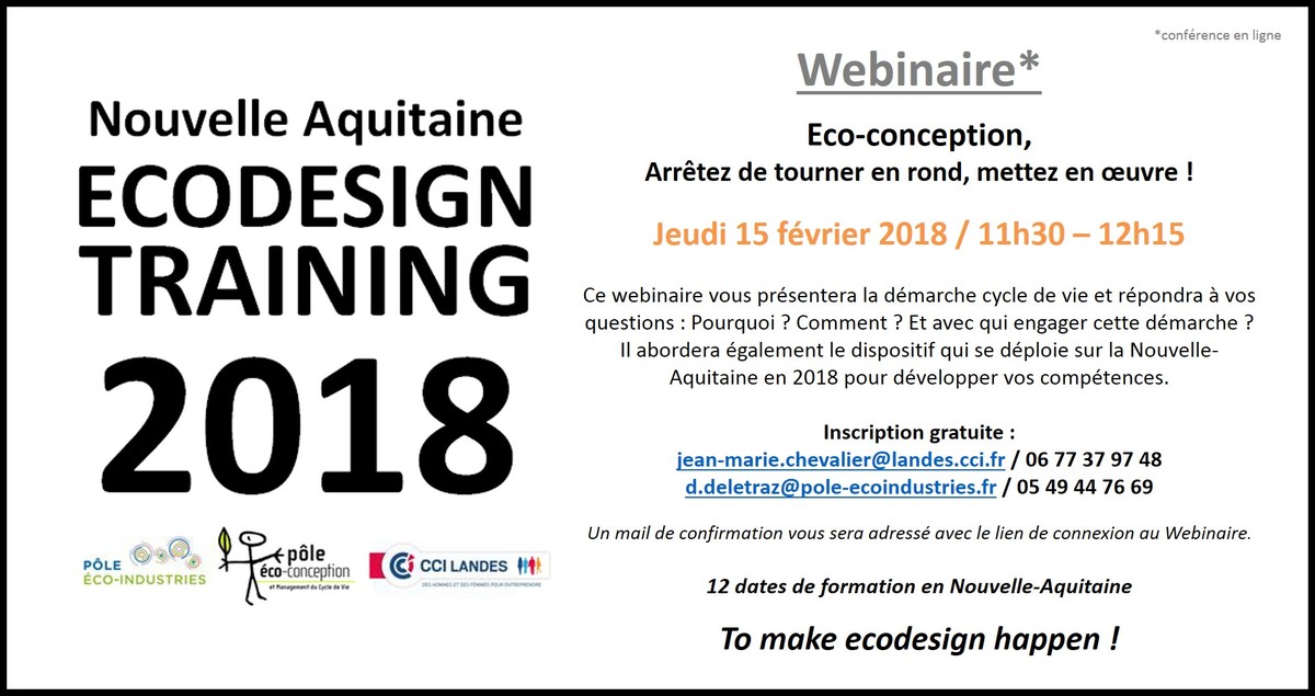 Webinaire Nouvelle-Aquitaine le 15/2 : Eco-conception, Arrêtez de tourner en rond, mettez en œuvre !