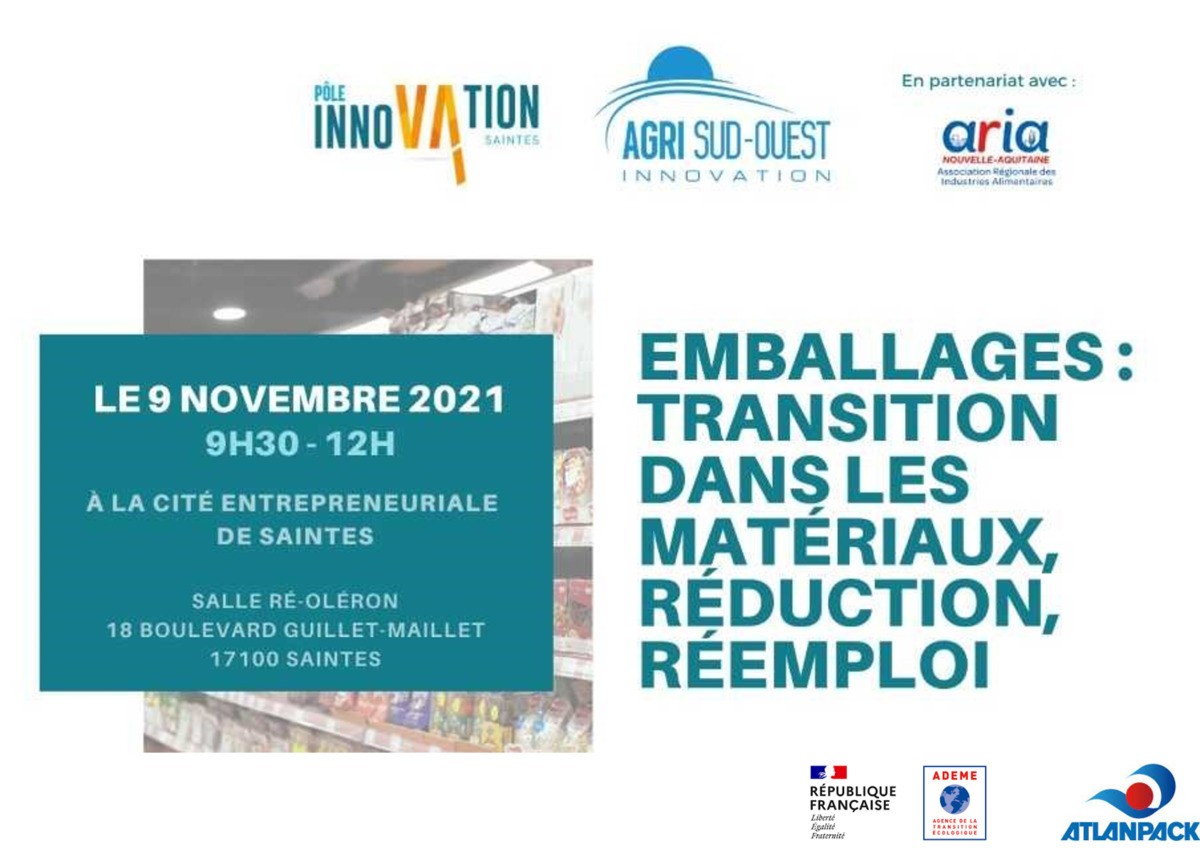 Rencontre le 9 Novembre 2021 à Saintes - Emballages : transition dans les matériaux, réduction, réemploi