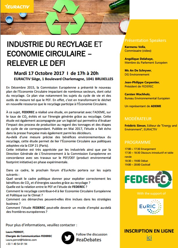Forum Industrie du recyclage et Economie Circulaire - Relever le défi
